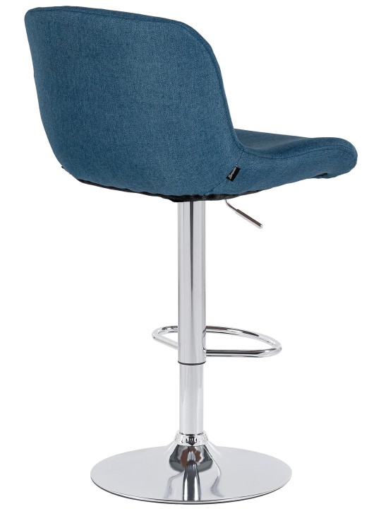 Banqueta alta Solon tecido cromado, azul