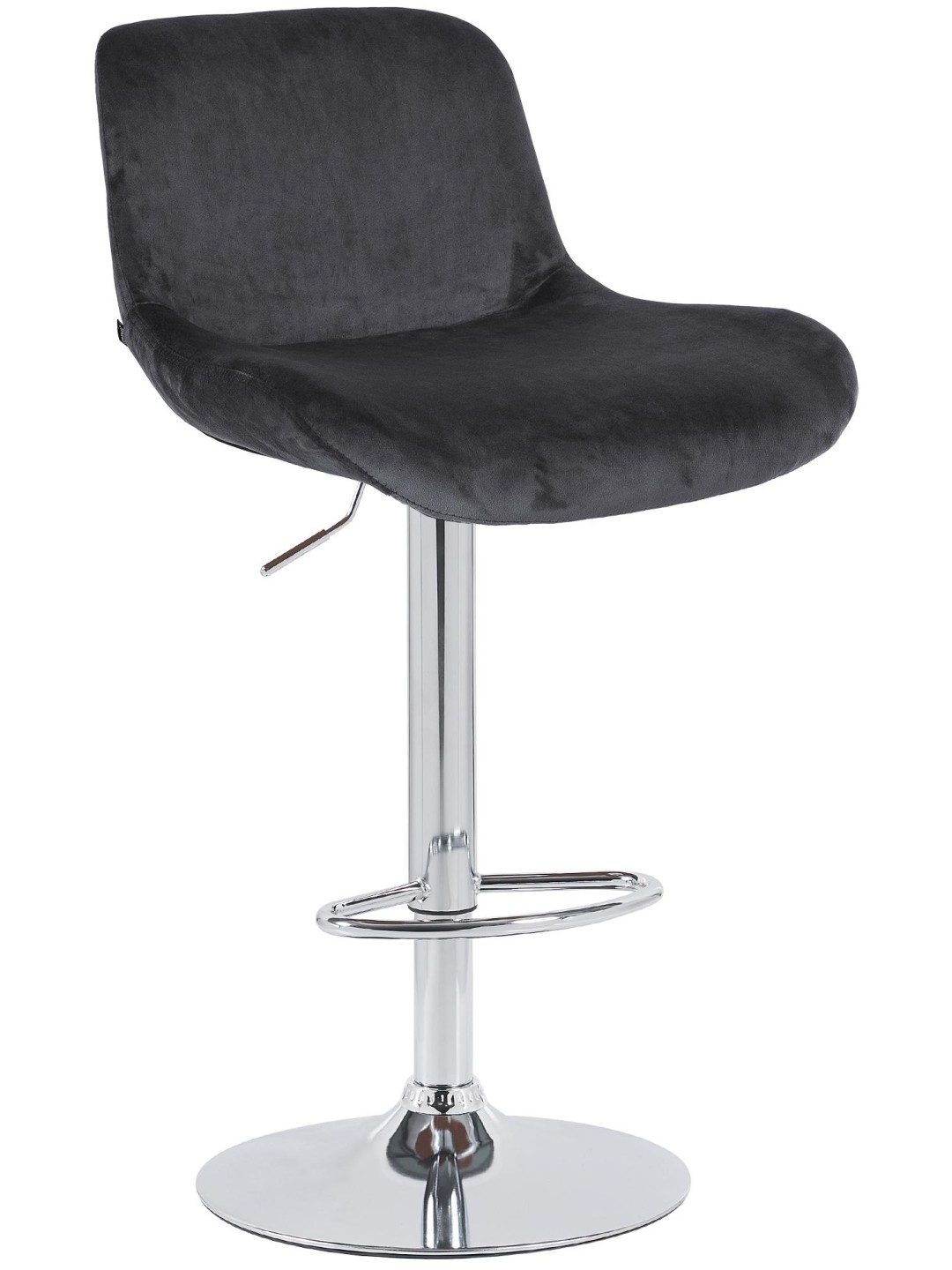 Banqueta alta Solon veludo cromado, preto