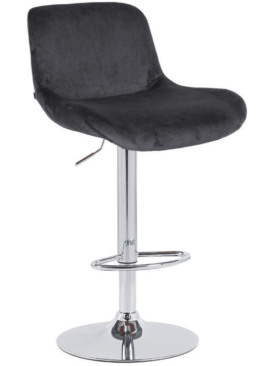 Banqueta alta Solon veludo cromado, preto