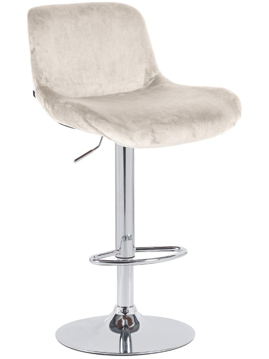 Banqueta alta Solon veludo cromado, creme