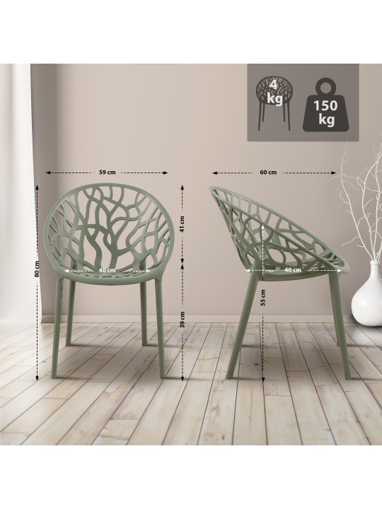 Conjunto de 4 cadeiras Hope, oliva