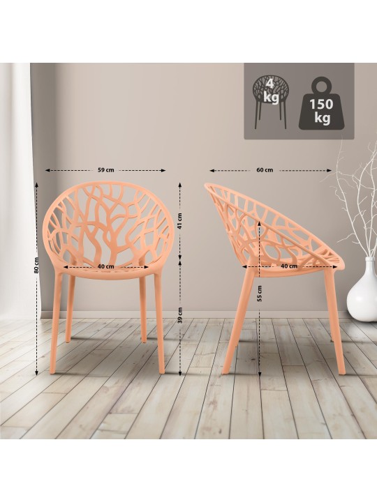 Conjunto de 4 cadeiras Hope, pêssego