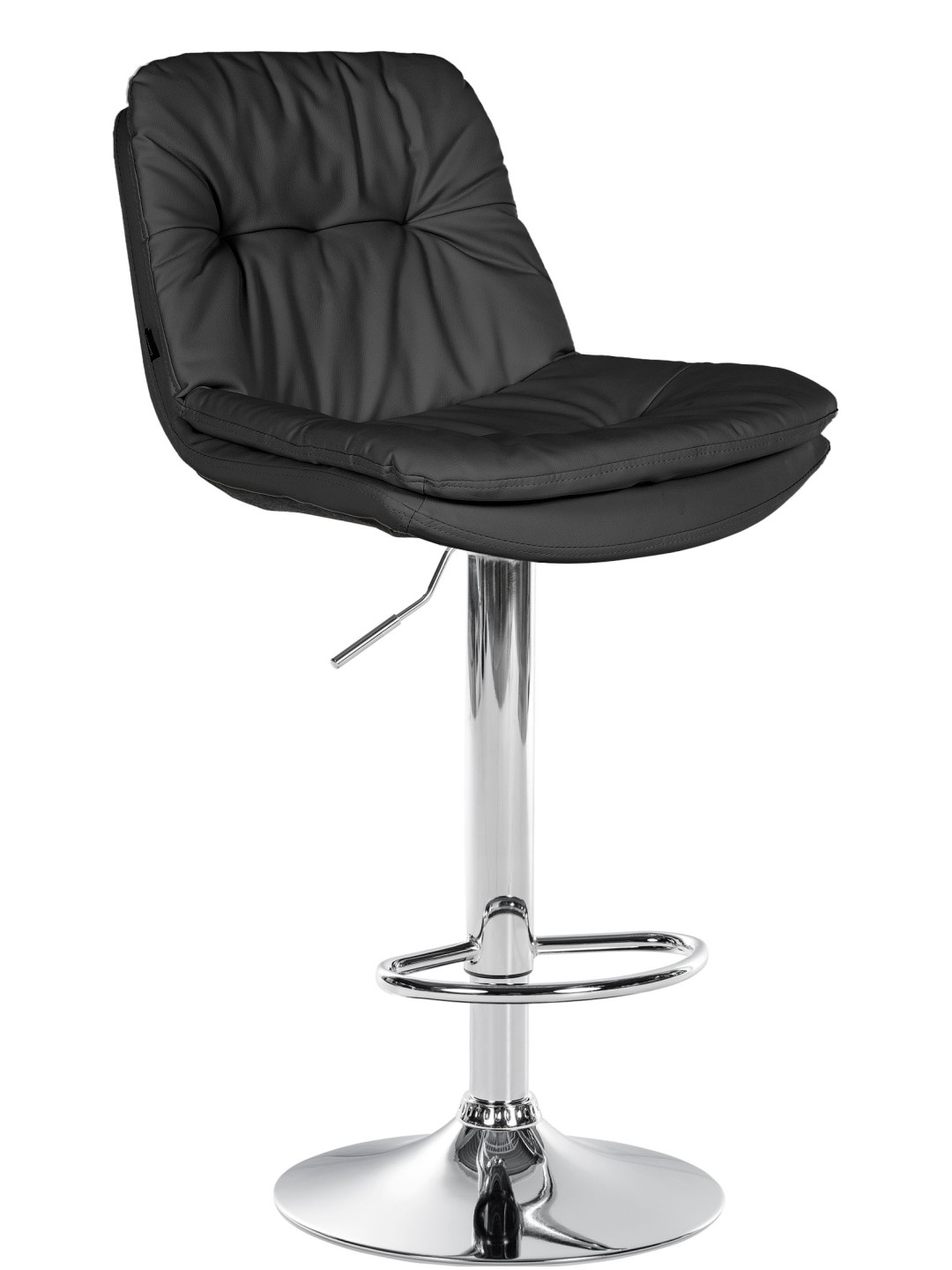 Banqueta alta Laurel couro sintético cromado, preto