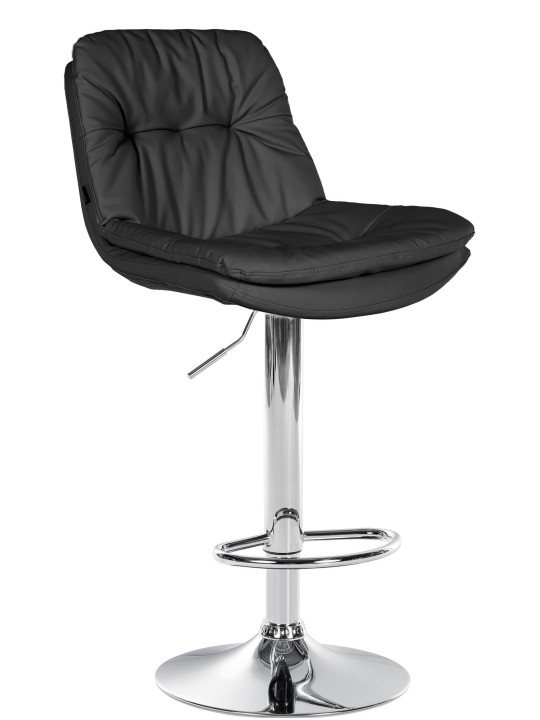 Banqueta alta Laurel couro sintético cromado, preto