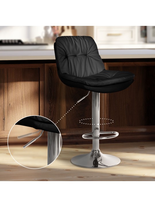 Banqueta alta Laurel couro sintético cromado, preto
