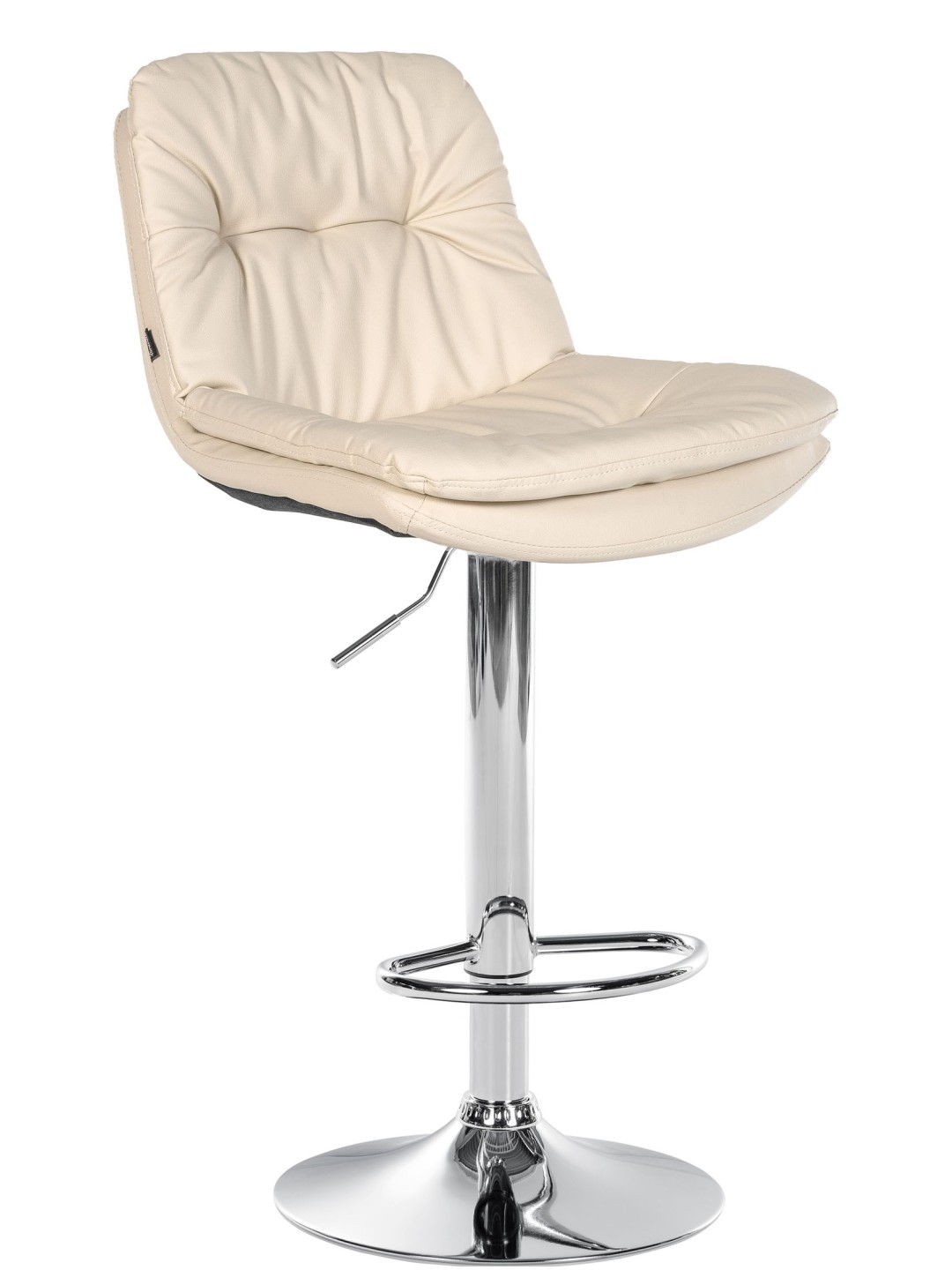 Banqueta alta Laurel couro sintético cromado, creme
