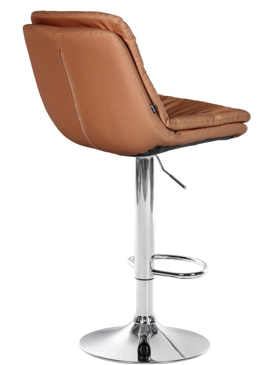 Banqueta alta Laurel couro sintético cromado, castanho claro