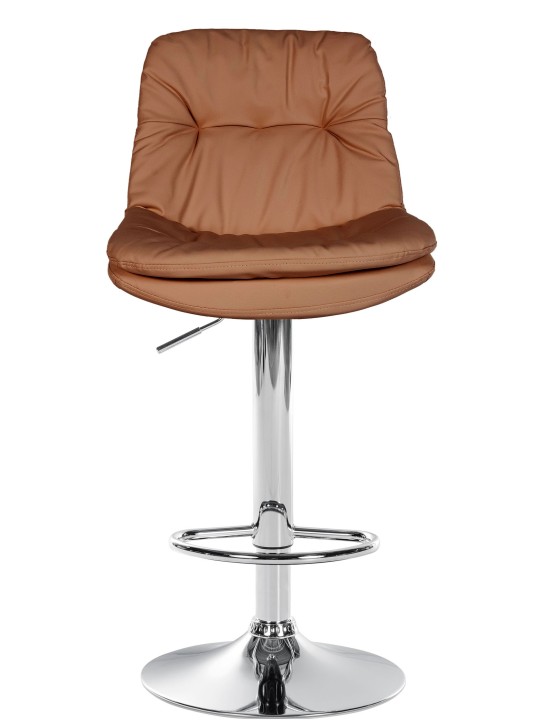 Banqueta alta Laurel couro sintético cromado, castanho claro