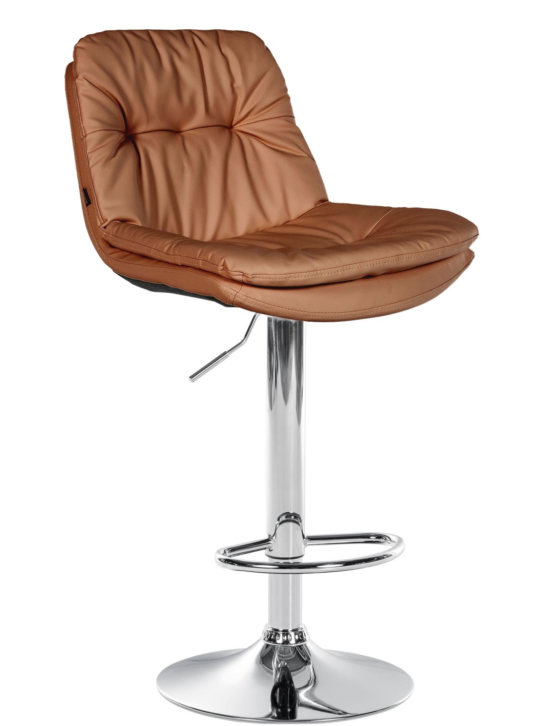 Banqueta alta Laurel couro sintético cromado, castanho claro