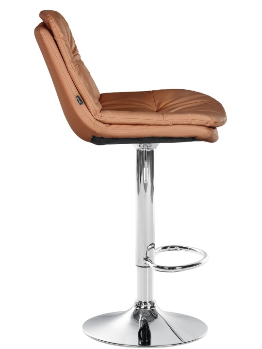 Banqueta alta Laurel couro sintético cromado, castanho claro