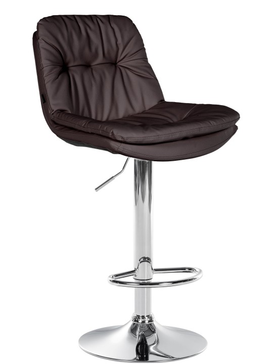Banqueta alta Laurel couro sintético cromado, castanho