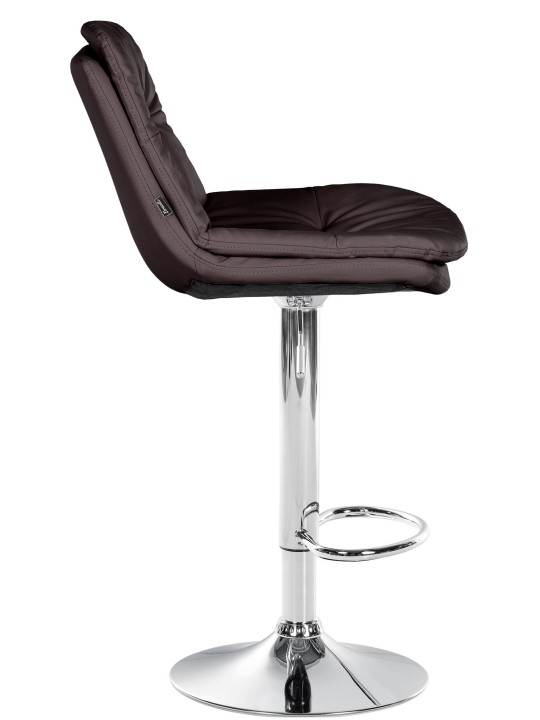 Banqueta alta Laurel couro sintético cromado, castanho