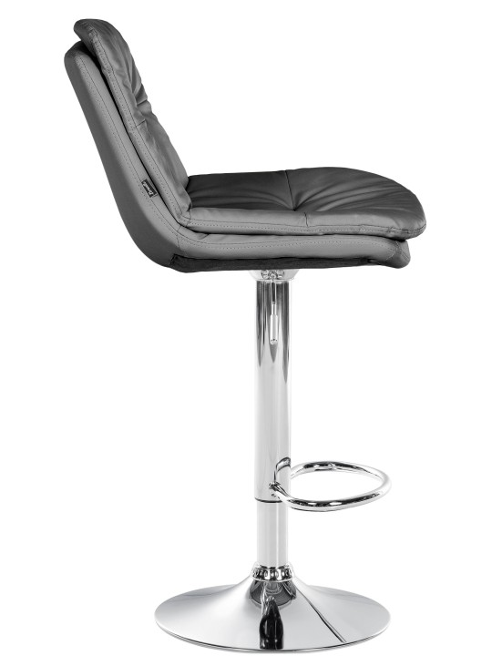 Banqueta alta Laurel couro sintético cromado, cinza