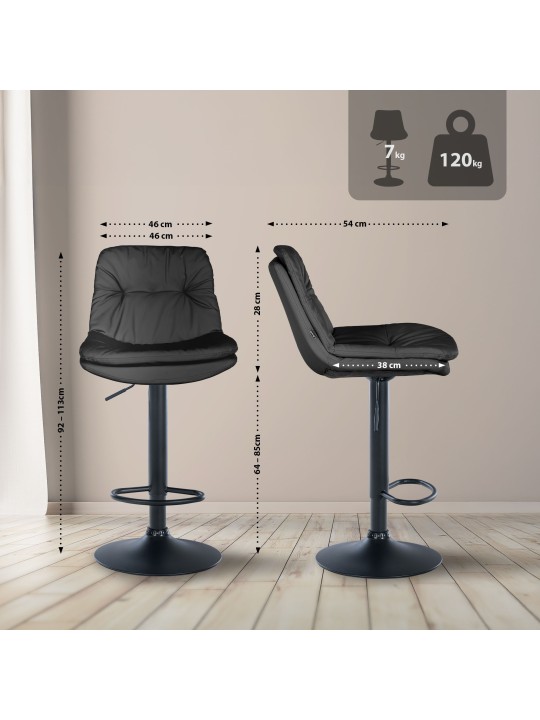 Banqueta alta em pele sintética Laurel, preto