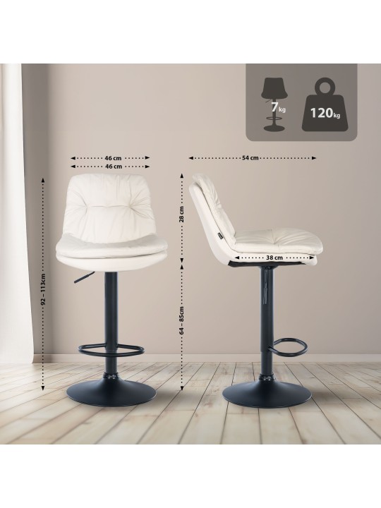 Banqueta alta em pele sintética Laurel, branco