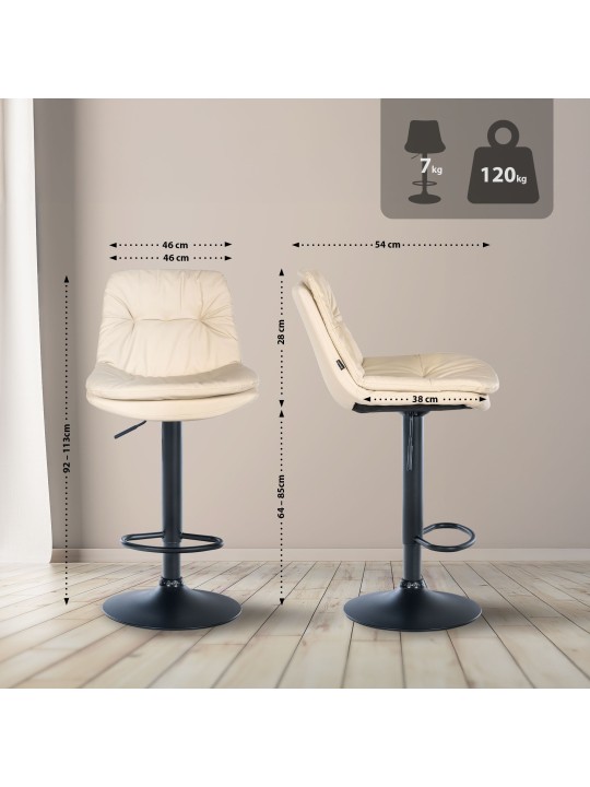 Banqueta alta em pele sintética Laurel, creme