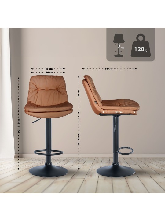 Banqueta alta em pele sintética Laurel, castanho claro