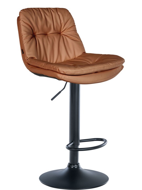 Banqueta alta em pele sintética Laurel, castanho claro