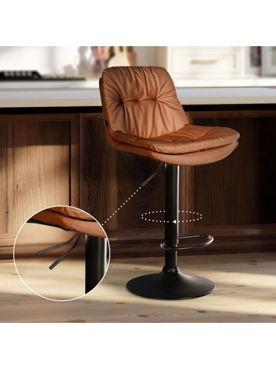 Banqueta alta em pele sintética Laurel, castanho claro