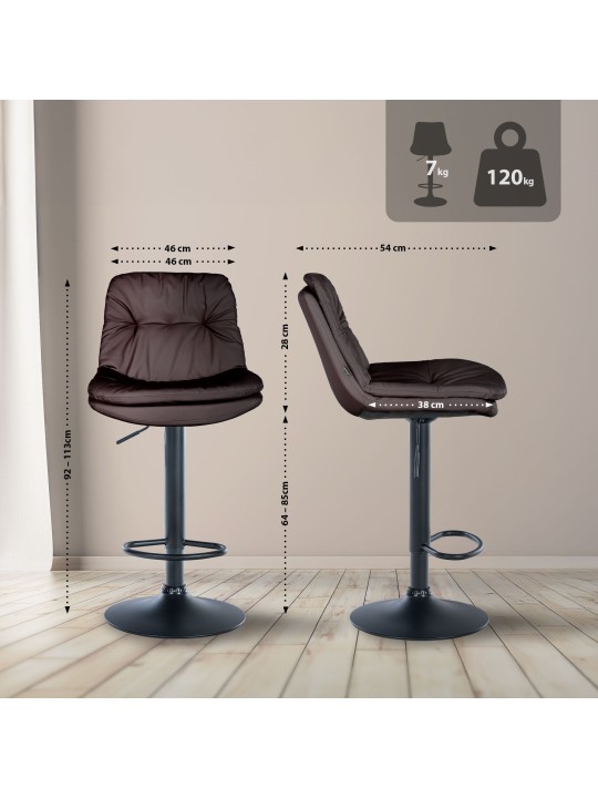 Banqueta alta em pele sintética Laurel, castanho