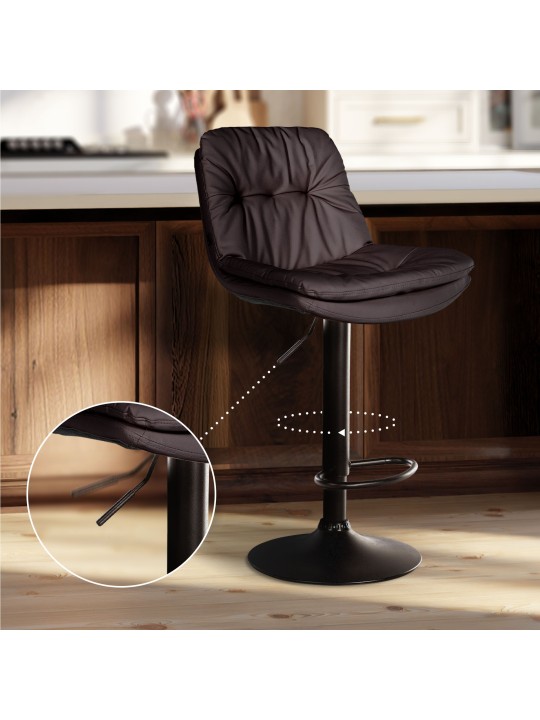 Banqueta alta em pele sintética Laurel, castanho