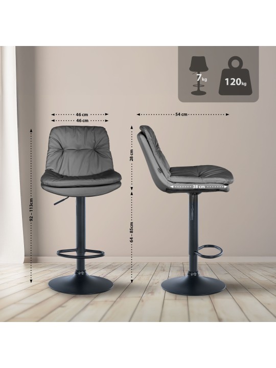 Banqueta alta em pele sintética Laurel, cinza