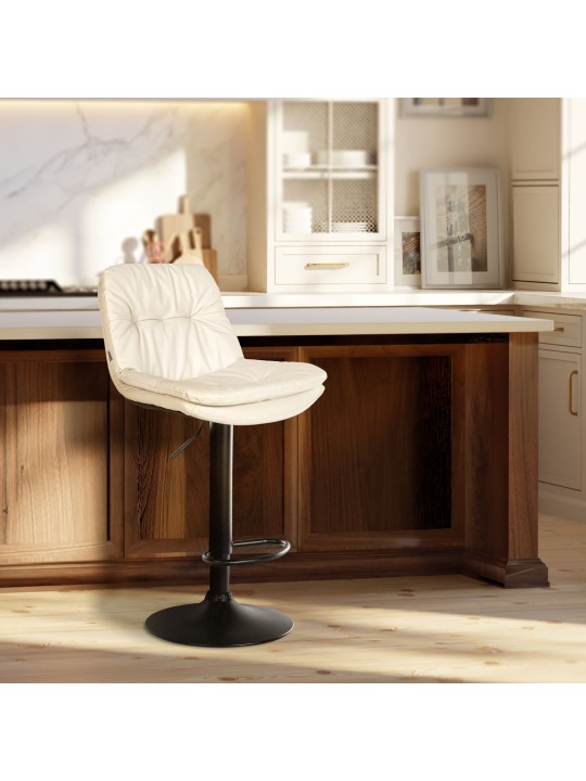 Banqueta alta em pele sintética Laurel, branco