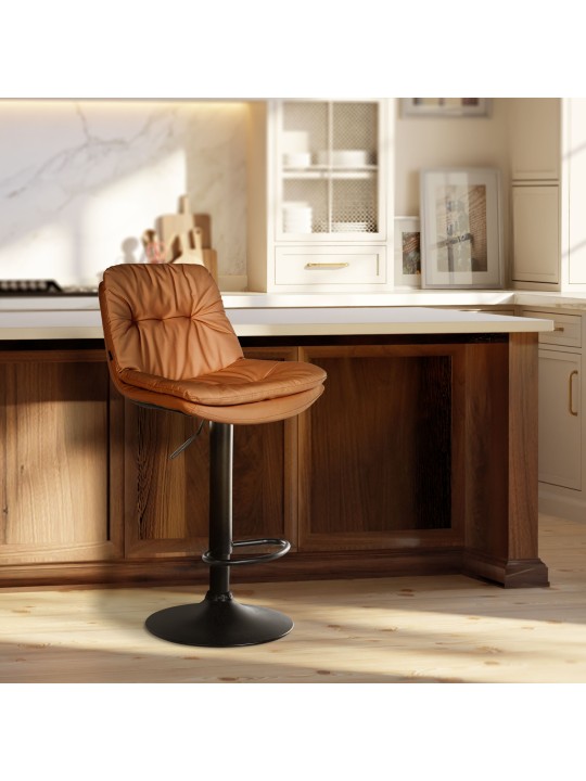 Banqueta alta em pele sintética Laurel, castanho claro