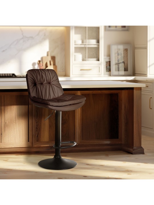 Banqueta alta em pele sintética Laurel, castanho
