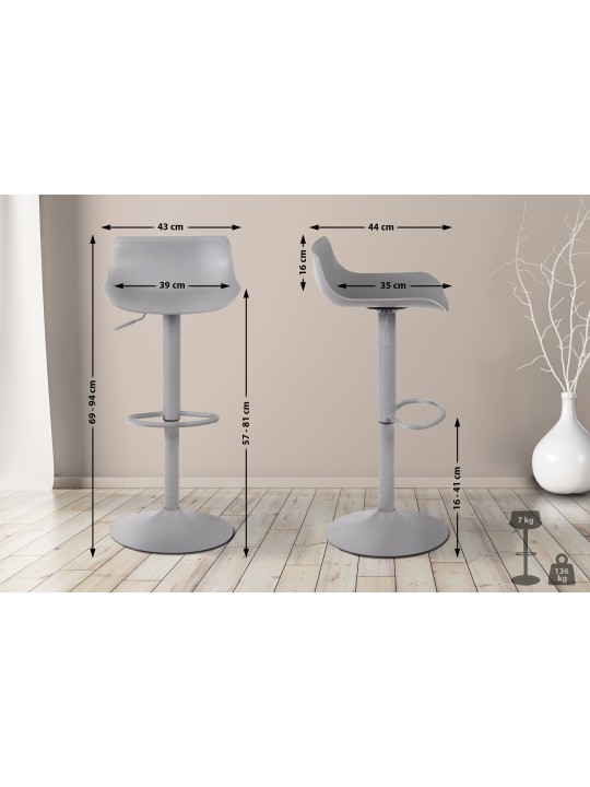 Conjunto de 4 bancos altos Aveiro, cinza