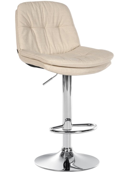 Banqueta alta tecido Laurel cromado, creme