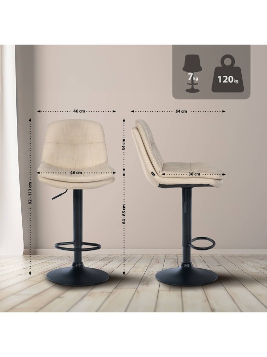 Banqueta alta tecido louro, creme