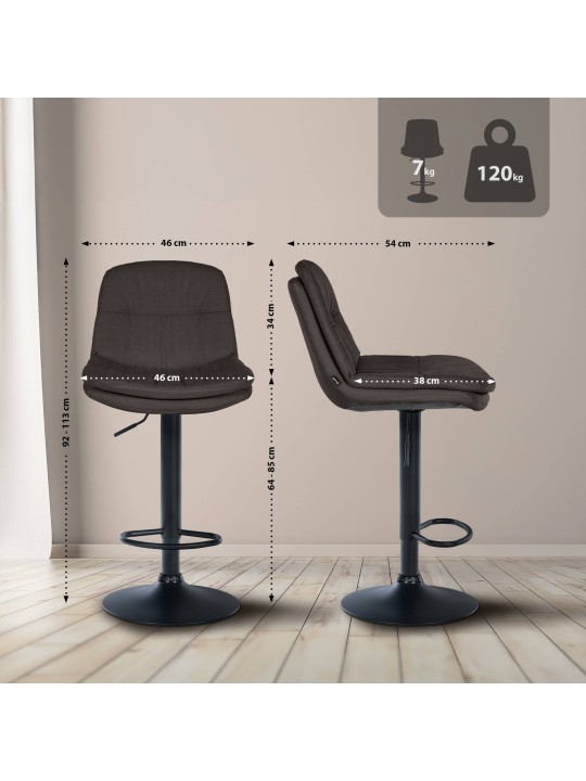 Banqueta alta tecido louro, cinza escuro