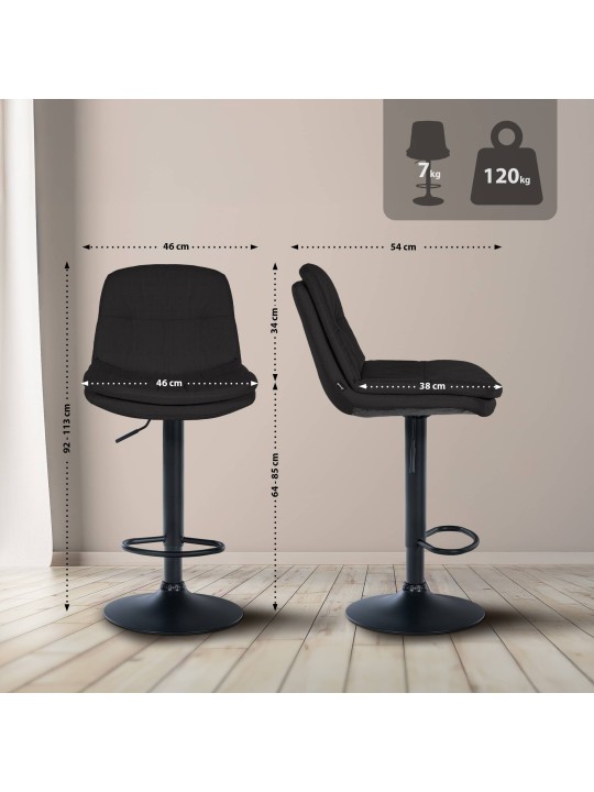 Banqueta alta tecido louro, preto