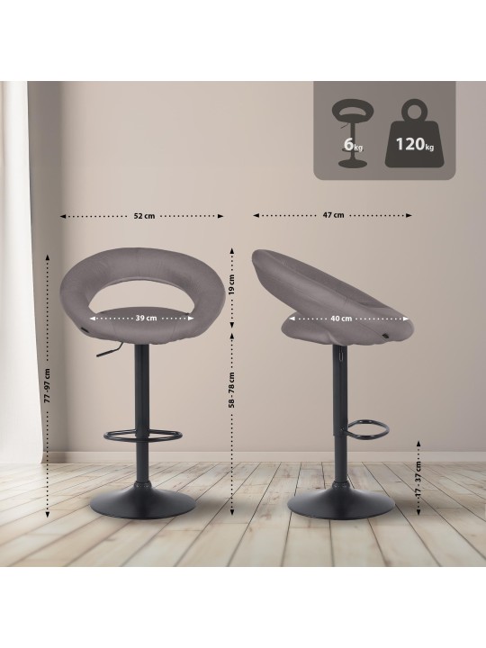 Conjunto de 2 bancos altos tecido Olinda, cinza