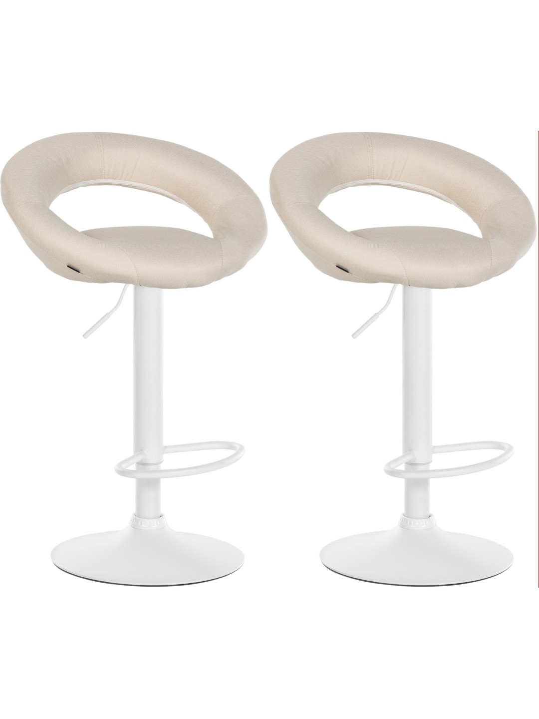 Conjunto de 2 bancos altos tecido Olinda, creme