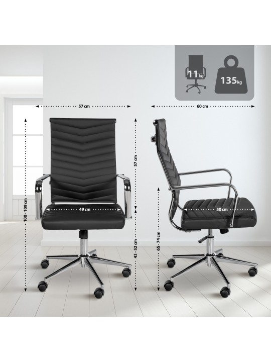 Cadeira de escritório de couro sintético Canby, preto