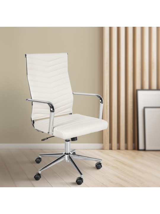 Cadeira de escritório de couro sintético Canby, branco