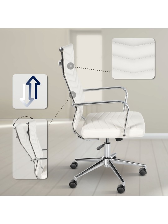 Cadeira de escritório de couro sintético Canby, branco