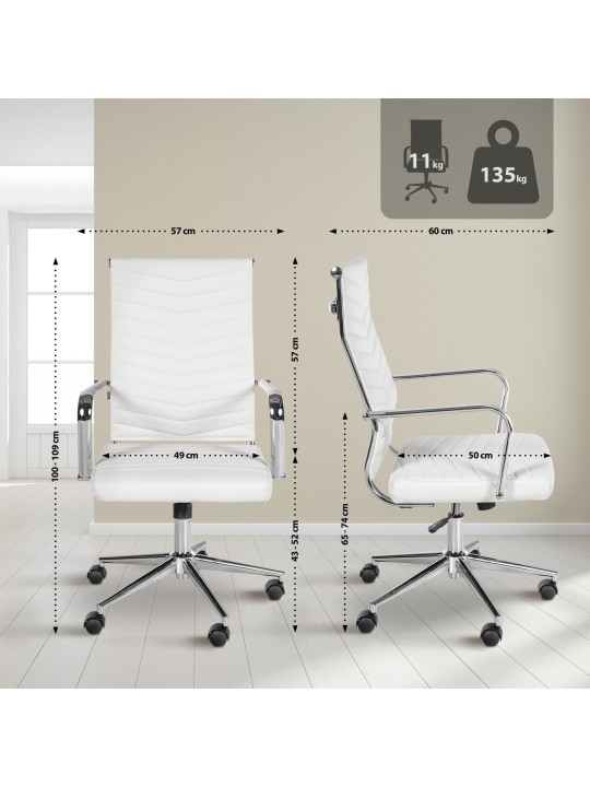 Cadeira de escritório de couro sintético Canby, branco