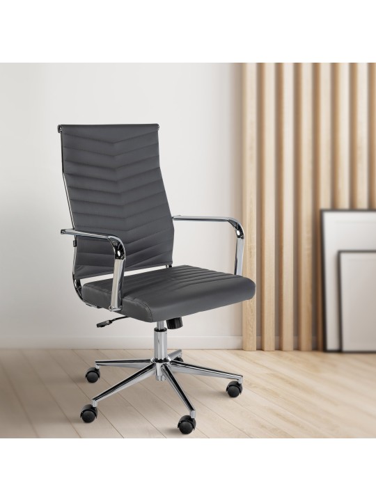 Cadeira de escritório de couro sintético Canby, cinza