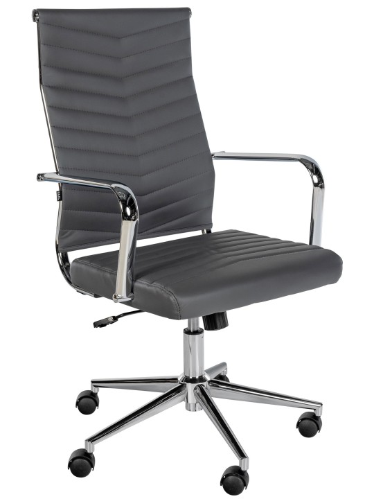 Cadeira de escritório de couro sintético Canby, cinza