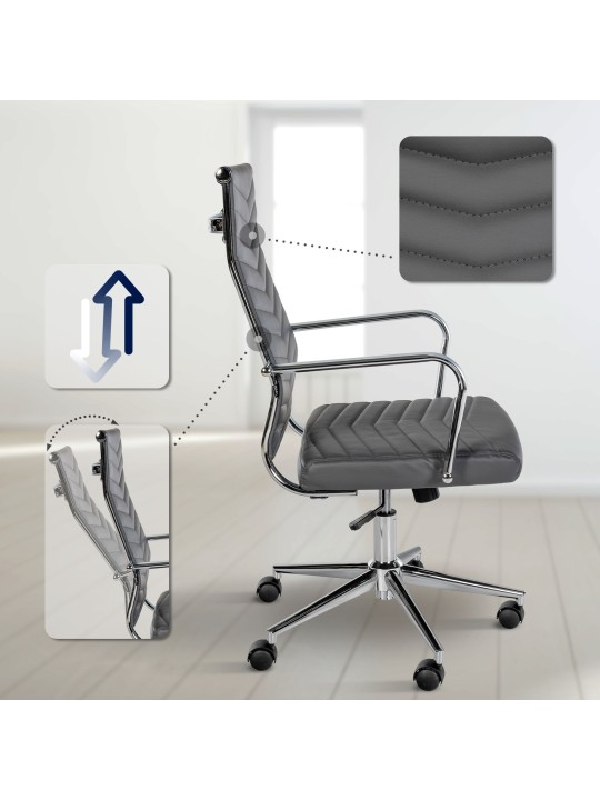 Cadeira de escritório de couro sintético Canby, cinza