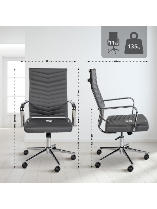 Cadeira de escritório de couro sintético Canby, cinza