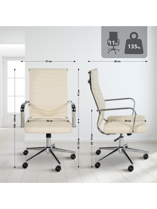 Cadeira de escritório de couro sintético Canby, creme