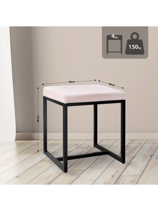 Banqueta de tecido Barci B, creme Banqueta de tecido Barci B, creme