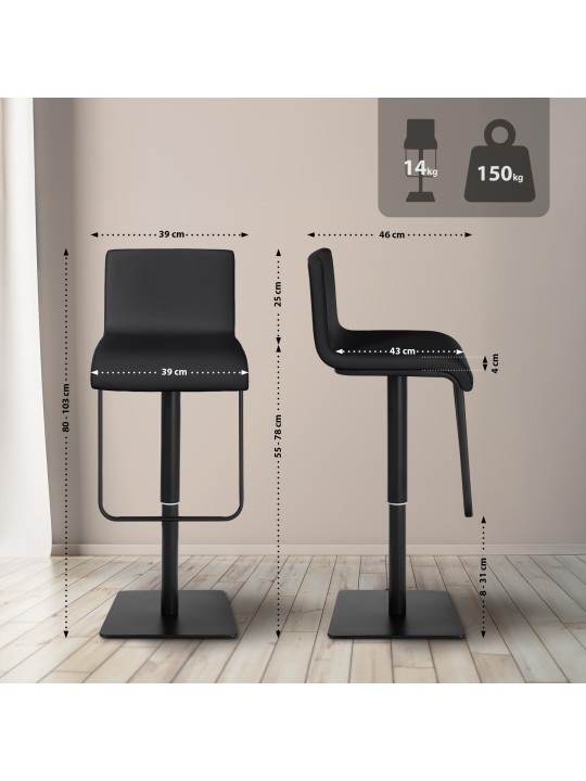 Banqueta alta Limon B, preto