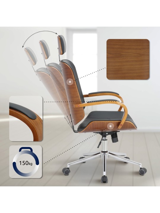 Cadeira de escritório Dayton, nogueira/preto