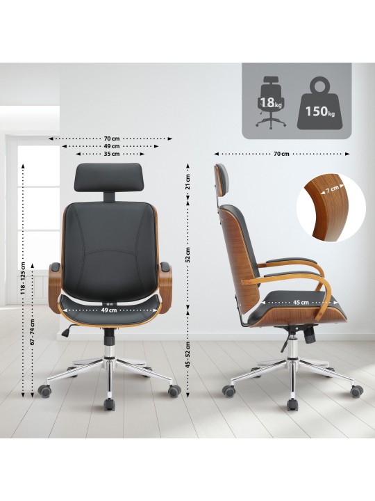 Cadeira de escritório Dayton, nogueira/preto
