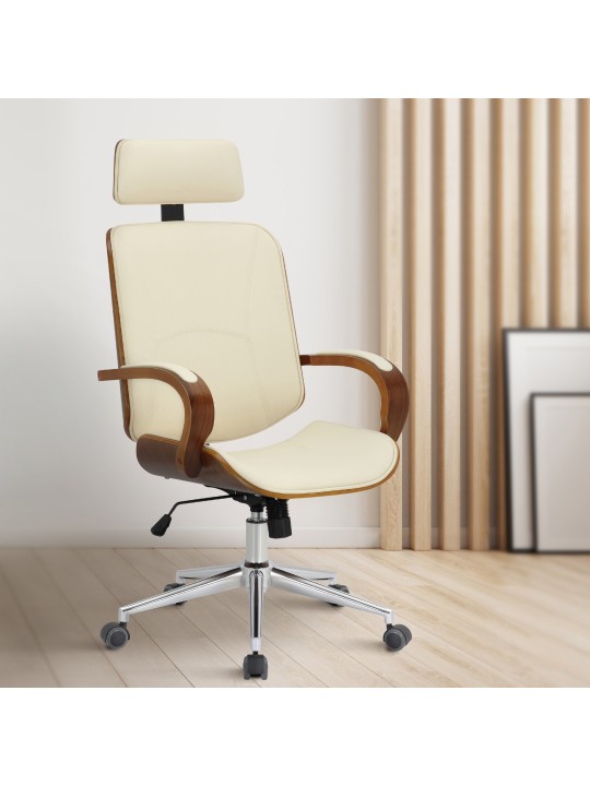 Cadeira de escritório Dayton, nogueira/creme